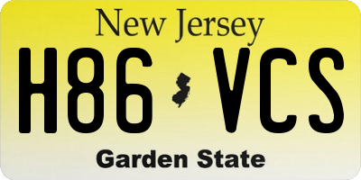 NJ license plate H86VCS