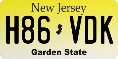 NJ license plate H86VDK