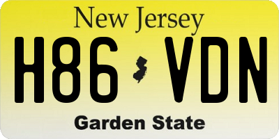 NJ license plate H86VDN