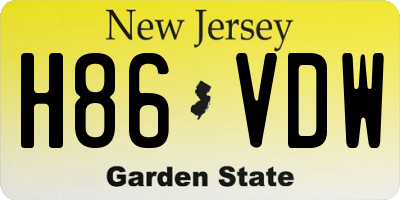 NJ license plate H86VDW