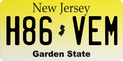 NJ license plate H86VEM