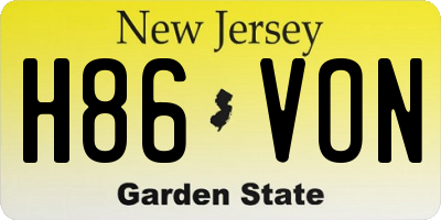 NJ license plate H86VON