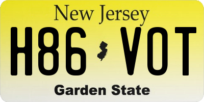 NJ license plate H86VOT