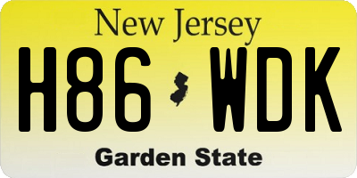 NJ license plate H86WDK