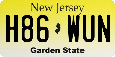 NJ license plate H86WUN