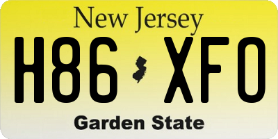 NJ license plate H86XFO