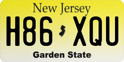 NJ license plate H86XQU