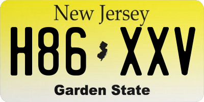 NJ license plate H86XXV