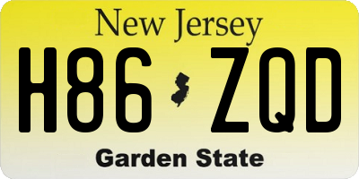 NJ license plate H86ZQD