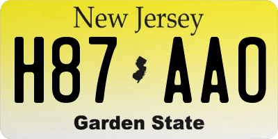NJ license plate H87AAO