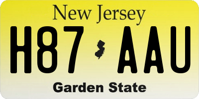 NJ license plate H87AAU