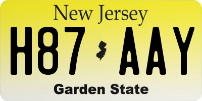 NJ license plate H87AAY