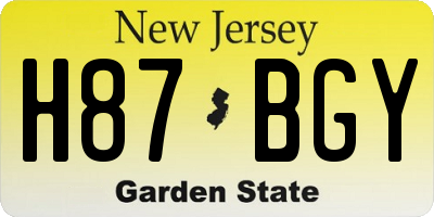 NJ license plate H87BGY