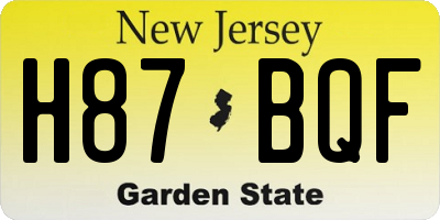 NJ license plate H87BQF