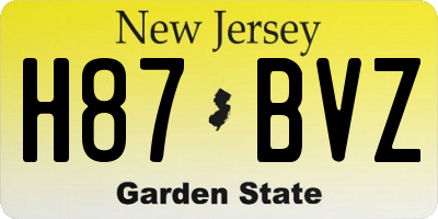 NJ license plate H87BVZ
