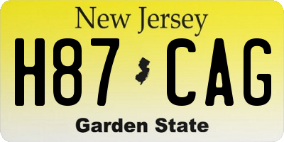 NJ license plate H87CAG