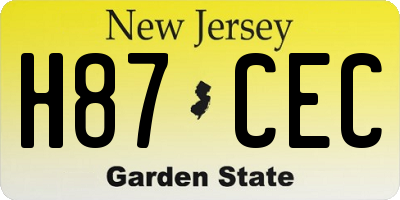 NJ license plate H87CEC