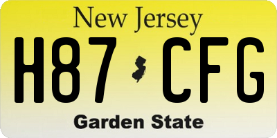 NJ license plate H87CFG