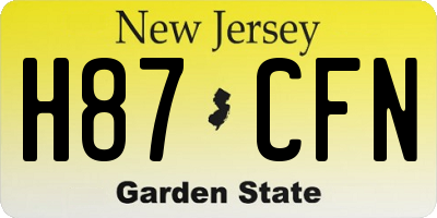 NJ license plate H87CFN