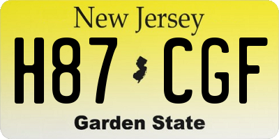 NJ license plate H87CGF