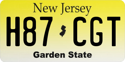 NJ license plate H87CGT
