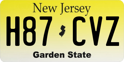 NJ license plate H87CVZ