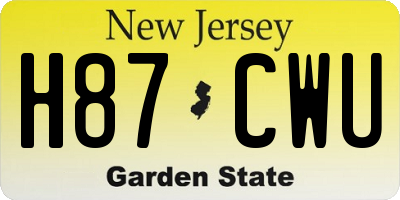 NJ license plate H87CWU