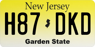 NJ license plate H87DKD