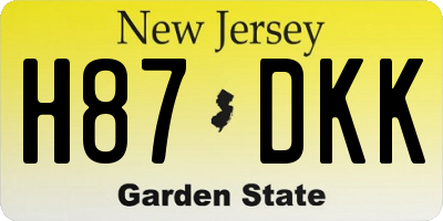 NJ license plate H87DKK