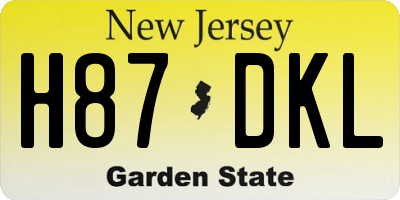 NJ license plate H87DKL