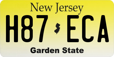 NJ license plate H87ECA