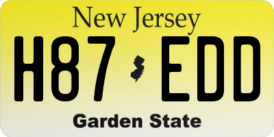 NJ license plate H87EDD