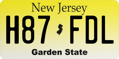 NJ license plate H87FDL