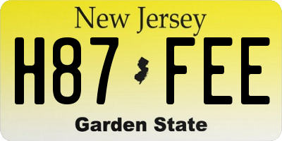 NJ license plate H87FEE
