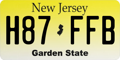 NJ license plate H87FFB