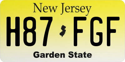 NJ license plate H87FGF
