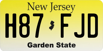 NJ license plate H87FJD