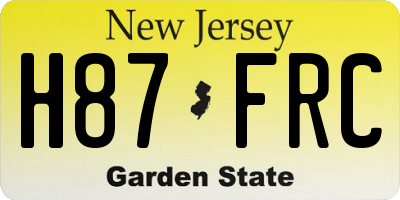 NJ license plate H87FRC