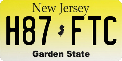 NJ license plate H87FTC
