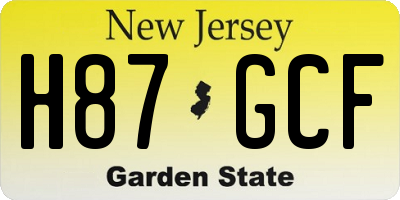 NJ license plate H87GCF