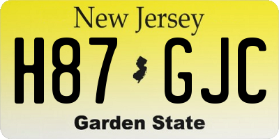 NJ license plate H87GJC