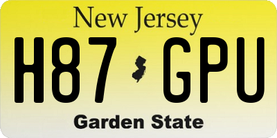NJ license plate H87GPU