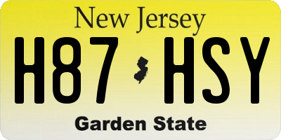 NJ license plate H87HSY