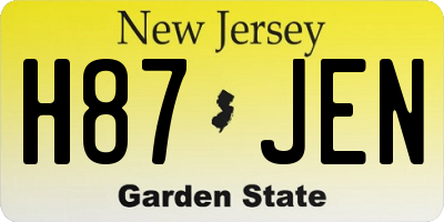 NJ license plate H87JEN