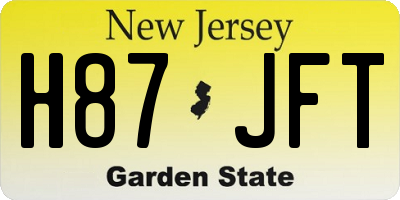 NJ license plate H87JFT