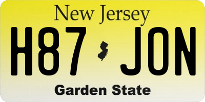 NJ license plate H87JON