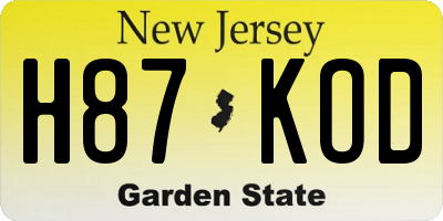 NJ license plate H87KOD