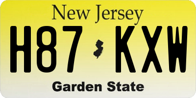 NJ license plate H87KXW
