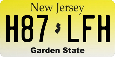 NJ license plate H87LFH
