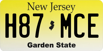 NJ license plate H87MCE